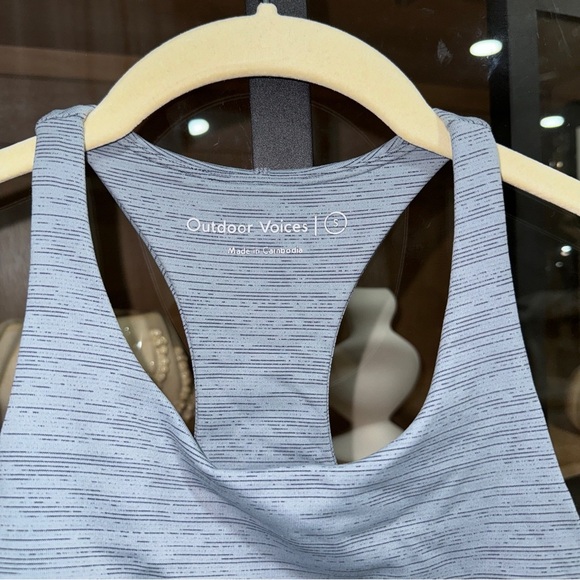 Outdoor Voices Sports Bra tank TechSweat Crop Top high neck heather racerback - Picture 2 of 4